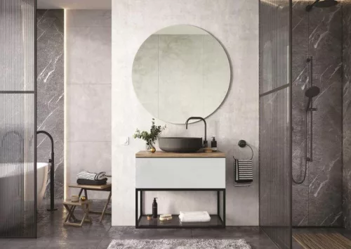 Alsó szekrény, AREZZO design MONTEREY 60 cm-es alsószekrény 1 fiókkal Matt Szürke, szifonkivágáss