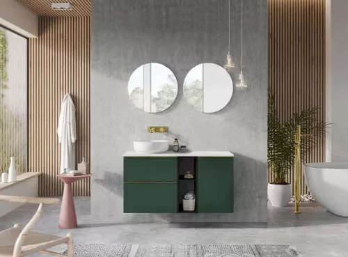 Alsó szekrény, AREZZO design MONTEREY 60 cm-es alsószekrény 1 fiókkal Matt Zöld szifonkivágással