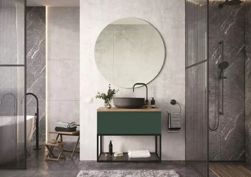 Alsó szekrény, AREZZO design MONTEREY 60 cm-es alsószekrény 1 fiókkal Matt Zöld szifonkivágással