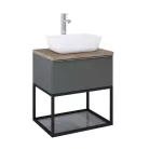 Alsó szekrény, AREZZO design MONTEREY 60 cm-es alsószekrény 1 fiókkal Mf. antracit színben, szifo