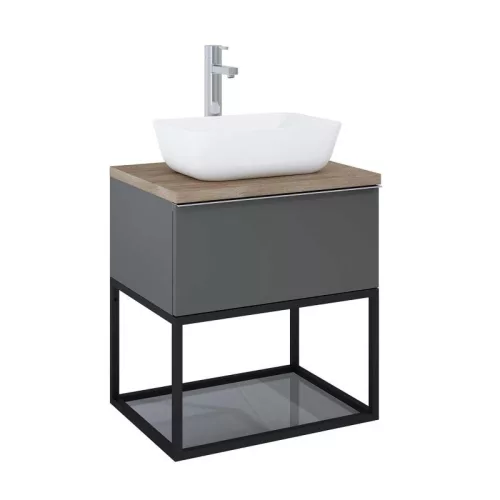 Alsó szekrény, AREZZO design MONTEREY 60 cm-es alsószekrény 1 fiókkal Mf. antracit színben, szifo