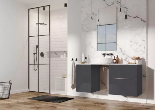 Alsó szekrény, AREZZO design MONTEREY 60 cm-es alsószekrény 2 fiókkal Mf. antracit színben, szifo