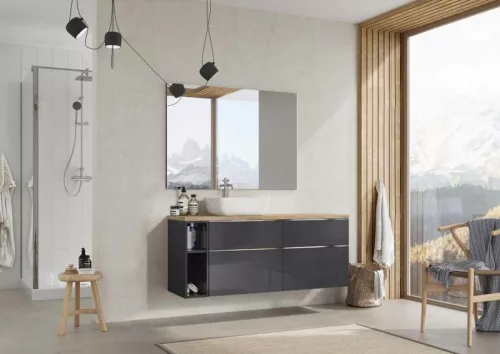 Alsó szekrény, AREZZO design MONTEREY 60 cm-es alsószekrény 2 fiókkal Mf. antracit színben, szifo