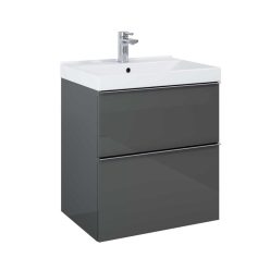   Alsó szekrény, AREZZO design MONTEREY 60 cm-es alsószekrény 2 fiókkal Mf. antracit színben, szifo