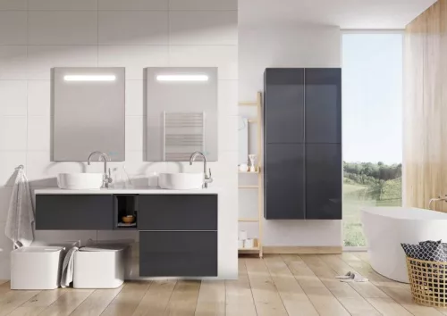 Alsó szekrény, AREZZO design MONTEREY 60 cm-es alsószekrény 2 fiókkal Mf. antracit színben, szifo