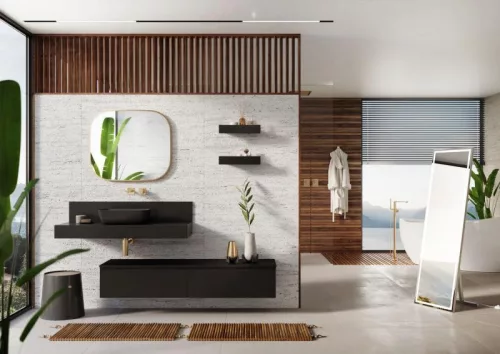 Alsó szekrény, AREZZO design MONTEREY 80 cm-es alsószekrény 1 fiókkal matt fekete színben, szifon