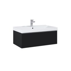   Alsó szekrény, AREZZO design MONTEREY 80 cm-es alsószekrény 1 fiókkal Matt fekete színben, szifon