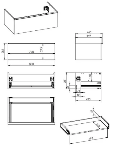 Alsó szekrény, AREZZO design MONTEREY 80 cm-es alsószekrény 1 fiókkal Matt Zöld színben, szifonki