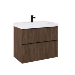   Alsó szekrény, AREZZO design MONTEREY 80 cm-es alsószekrény 2 fiókkal Lincoln dió színben, szifon