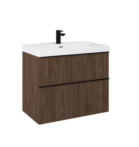 Alsó szekrény, AREZZO design MONTEREY 80 cm-es alsószekrény 2 fiókkal Lincoln dió színben, szifon