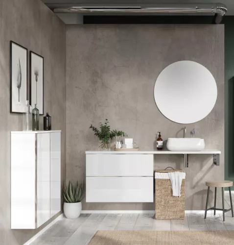 Alsó szekrény, AREZZO design MONTEREY 80 cm-es alsószekrény 2 fiókkal Matt Fehér színben, szifonk