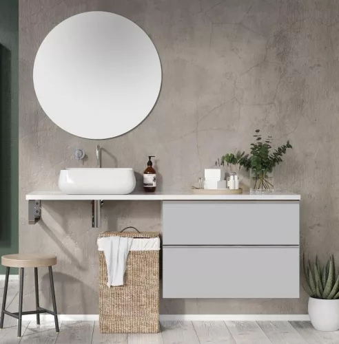 Alsó szekrény, AREZZO design MONTEREY 80 cm-es alsószekrény 2 fiókkal Matt Szürke színben, szifon