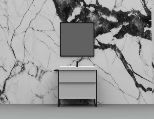 Alsó szekrény, AREZZO design MONTEREY 80 cm-es alsószekrény 2 fiókkal Matt Szürke színben, szifon