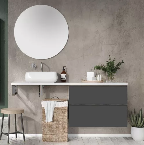 Alsó szekrény, AREZZO design MONTEREY 80 cm-es alsószekrény 2 fiókkal Mf. antracit színben, szifo