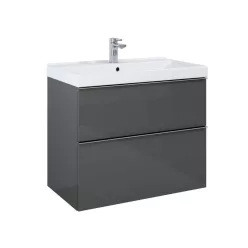   Alsó szekrény, AREZZO design MONTEREY 80 cm-es alsószekrény 2 fiókkal Mf. antracit színben, szifo