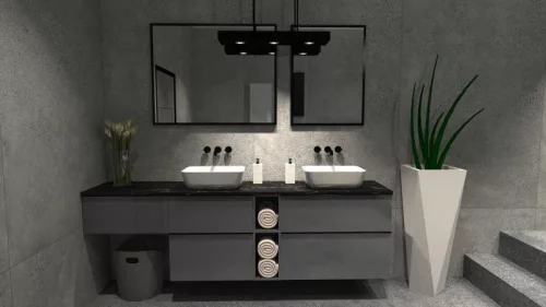 Alsó szekrény, AREZZO design MONTEREY 80 cm-es alsószekrény 2 fiókkal Mf. antracit színben, szifo