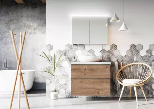 Alsó szekrény, AREZZO design MONTEREY 80 cm-es alsószekrény 2 fiókkal, Canela tölgy színben,szifo