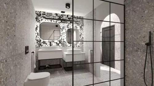 Alsó szekrény, AREZZO design MONTEREY alsó polcos fekete fémkeret 80, grafit szürke üvegpolccal