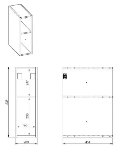 Alsó szekrény, AREZZO design MONTEREY Duo 20 cm-es nyitott elem Mf. fehér színben