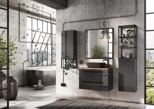 Polc, AREZZO design MONTEREY Függőpolc üveggel 40/80 matt fekete (21,6)