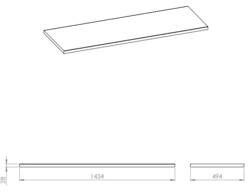 Mosdópult, AREZZO design 140(70+70)x49,4x2,8 cm mosdópult, Mf. Fehér színben