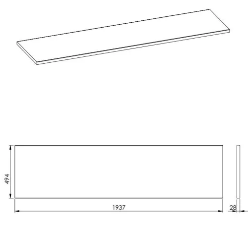 Mosdópult, AREZZO design 190x49,4x2,8 cm mosdópult, Mf. Fehér színben
