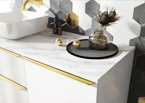 Mosdópult, AREZZO design CALACATTA márvány 60x46 cm mosdópult Matt Fehér színben, 20 mm