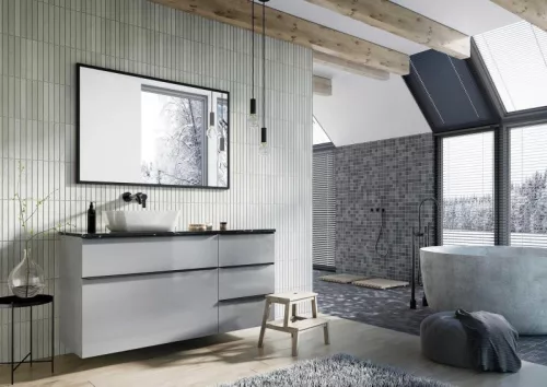 Mosdópult, AREZZO design MARQUINA márvány 160x46 cm mosdópult Matt Fekete színben, 20 mm