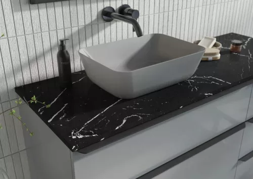 Mosdópult, AREZZO design MARQUINA márvány mosdópult (90/49,4) matt fekete,20 mm