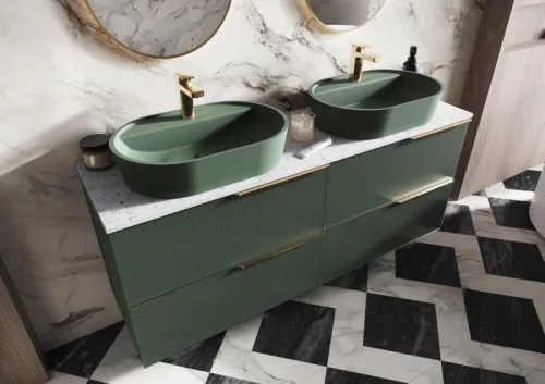 Mosdópult, AREZZO design TERRAZZO márvány mosdópult 160/46/2 fehér matt