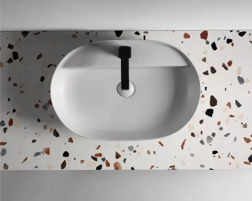 Mosdópult, AREZZO design TERRAZZO márvány mosdópult 70/49,4/2 mix matt