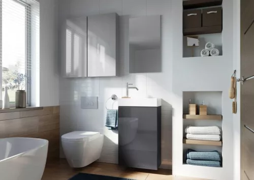 Alsó szekrény, AREZZO design MINI 40 1 ajtós Anthracit (alsószekrény + mosdó)