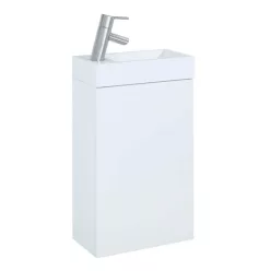   Alsó szekrény, AREZZO design MINI 40 1 ajtós fehér (alsószekrény + mosdó)