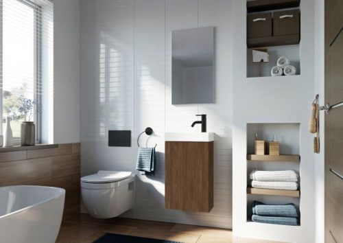 Alsó szekrény, AREZZO design MINI 40 1 ajtós Lincoln dió (alsószekrény + mosdó)