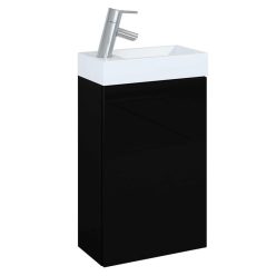   Alsó szekrény, AREZZO design MINI 40 1 ajtós matt fekete (alsószekrény + mosdó)