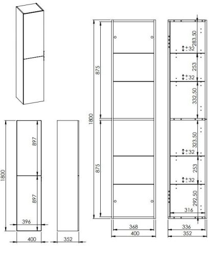 Álló szekrény, AREZZO design univerzális állószekrény bármely modellhez 40 cm-es, 2 ajtós, matt f