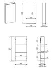 Felső szekrény, AREZZO design univerzális felsőszekrény bármely modellhez 40 cm-es, (12,6) 1 ajtó