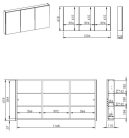 Felső szekrény, AREZZO design Tükrös szekrény BASIC 120,3 ajtó