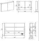 Felső szekrény, AREZZO design Tükrös szekrény MEDIUM 100,2 ajtó + TECHNOBOX