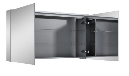Felső szekrény, AREZZO design Tükrös szekrény PREMIUM 120,2 ajtó + TECHNOBOX+LED LÁMPA PANEL