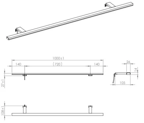 Lámpa, AREZZO LED Lámpa ESTHER 100cm IP44 4000K króm