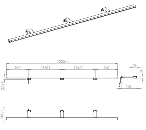 Lámpa, AREZZO LED Lámpa ESTHER 120cm IP44 4000K króm
