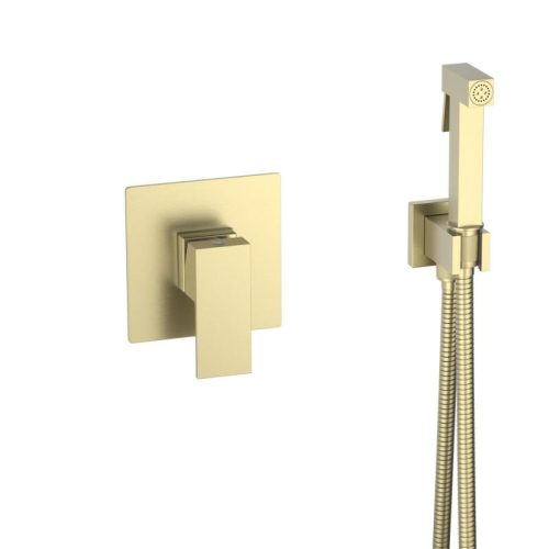 Bidé csaptelep, AREZZO design CUBEFIELD bidé csaptelep kézizuhannyal, szálcsiszolt arany AR-4407G