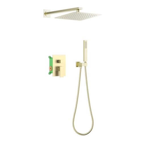 Falba süllyesztett csaptelep, AREZZO design CUBEFIELD zuhany csaptelep szett, szálcsiszolt arany