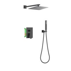   Falba süllyesztett csaptelep, AREZZO design CUBEFIELD falsík alatti zuhany csaptelep szett, feket