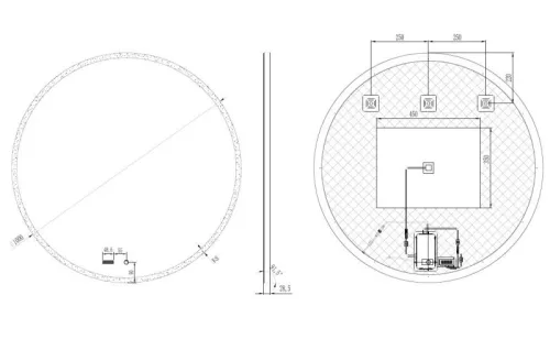 Tükör, AREZZO design LED okos tükör 100 cm-es kerek+állítható fényerő,páramentesítő funkció,óra,h