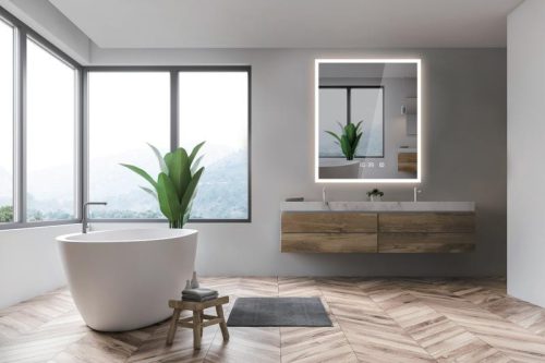 Tükör, AREZZO design LED okos tükör állítható fényerő páramentesítő funkció+óra+hőmérő