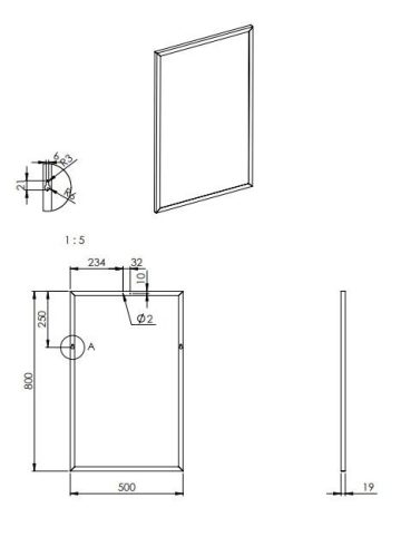 Tükör, AREZZO design Keretes tükör 80/60, fekete, 19 mm