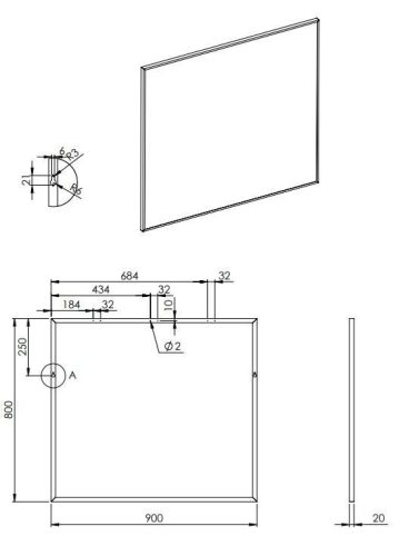 Tükör, AREZZO design keretes tükör 90/80 króm 8 mm