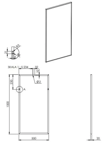 Tükör, AREZZO design keretes tükör hosszú 50/100, króm 8 mm